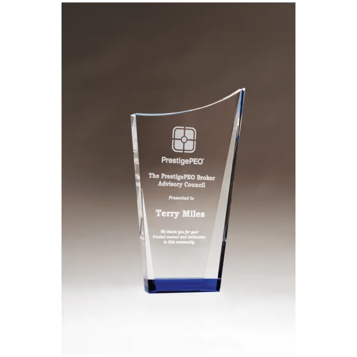 5 1/8" x 8 7/8" Contemporary Series Crystal with Blue Cry stal Bottom