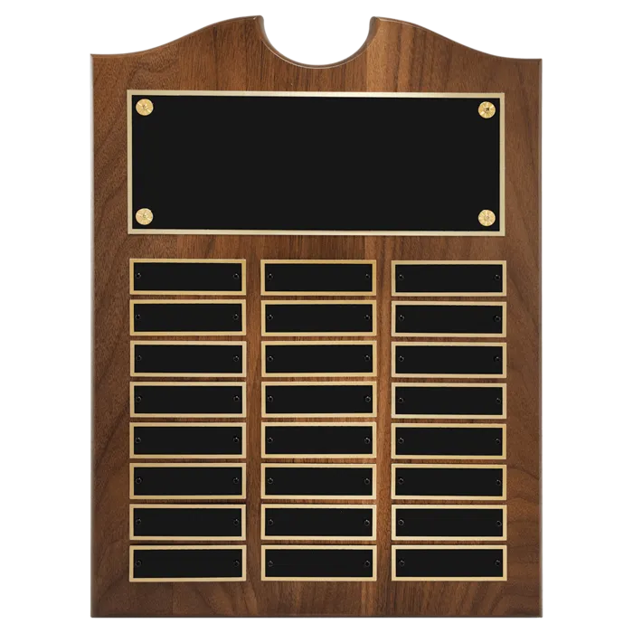 11" x 15" American Walnut Roster Plaque w/ 24 Plates