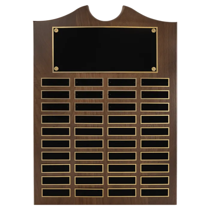 14" x 20" American Walnut Roster Plaque w/ 40 Plates