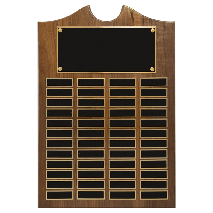 14" x 20" American Walnut Roster Plaque w/ 48 Plates