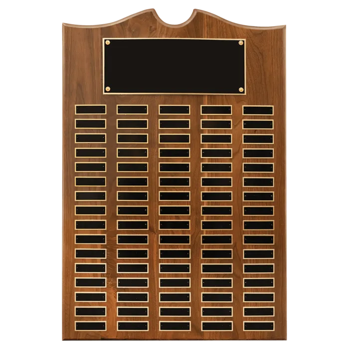 20" x 30" American Walnut Roster Plaque w/ 80 Plates