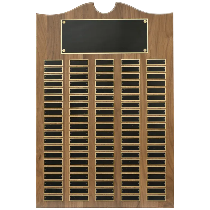 20" x 30" American Walnut Roster Plaque w/ 100 Plates