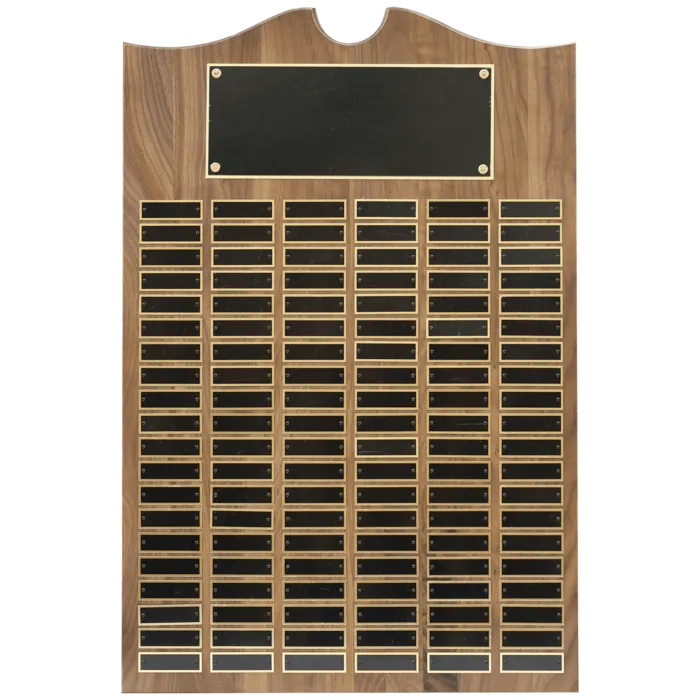 20" x 30" American Walnut Roster Plaque w/ 120 Plates