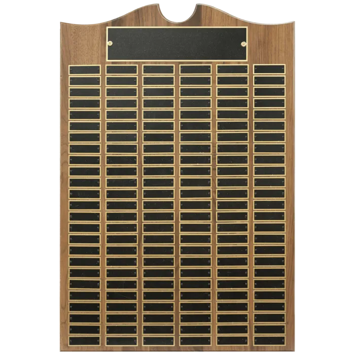 20" x 30" American Walnut Roster Plaque w/ 150 Plates