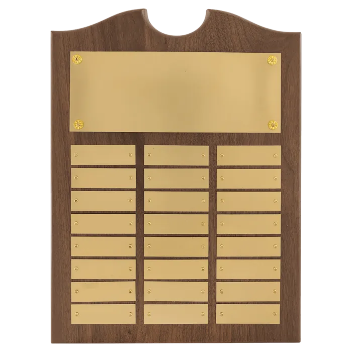 11" x 15"/Plates 7/8" x 2 3/4" American Walnut 24 Plate Perpetual Plaque with Brushed Brass Plates