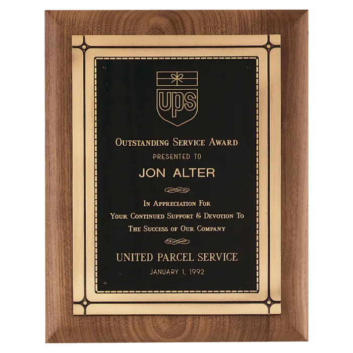 11" x 14" American Walnut Plaque with Antique Bronze Casting & High Quality Phoenix Frame Casting