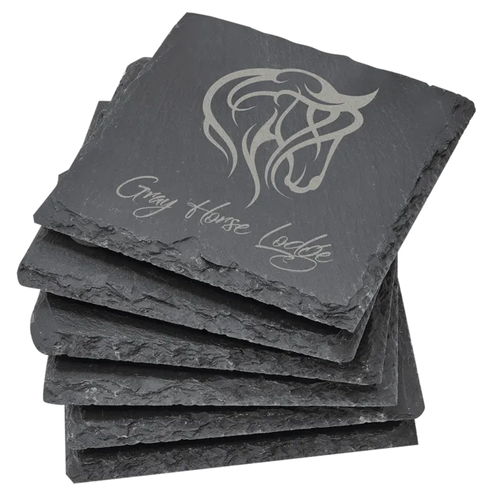 4" x 4" Square Slate Coaster Set-6 Piece