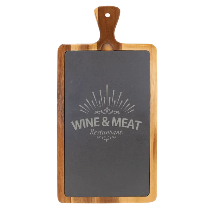 16" x 7 3/4" Acacia Wood/Slate Cutting Board