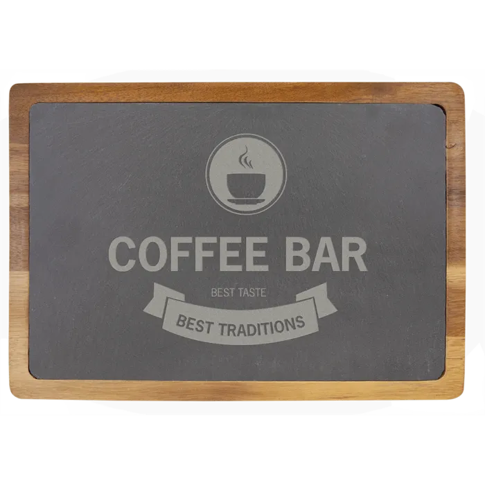 13" x 9" Acacia Wood/Slate Cutting Board
