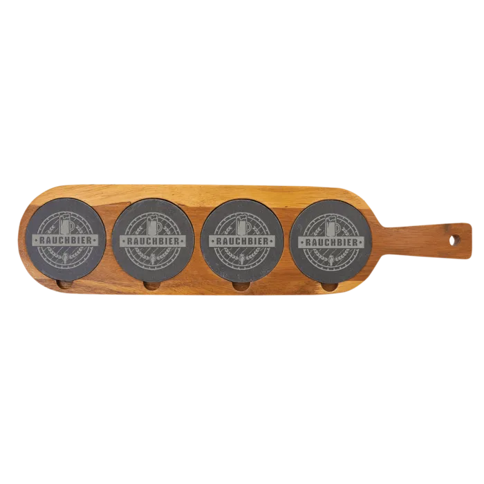 18 1/2" x 4 1/4" Acacia Wood/Slate Serving Board